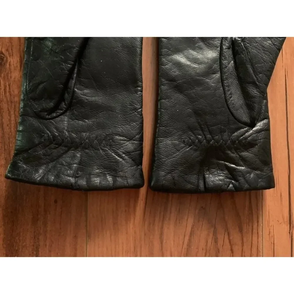 Womens Fownes Black Leather Gloves Small